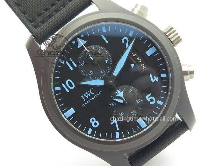 MIROTIME 0812 Pilot Chrono IW388003 Real Ceramic V6F 1:1 Best Edition On Black Nylon Strap A StreetReady 7284